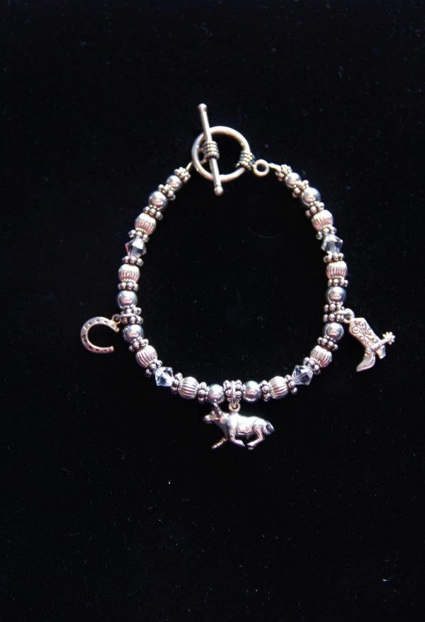 3 charm spur bull shoe bracelet