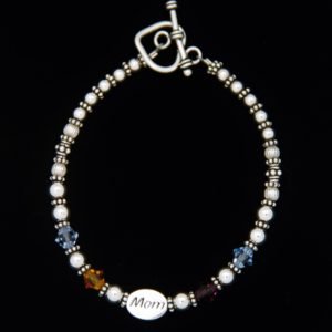 SS Customized Mom Statement with Birthstones #6814B SS-1BMOM-Depends on the colors from Swarvoski Chart-A-