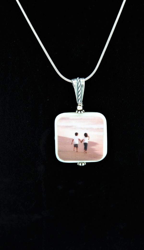 ss customized mother of pearl bead photo necklace