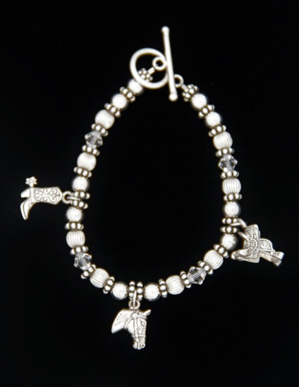 western3 charm bracelet horse-head-saddle