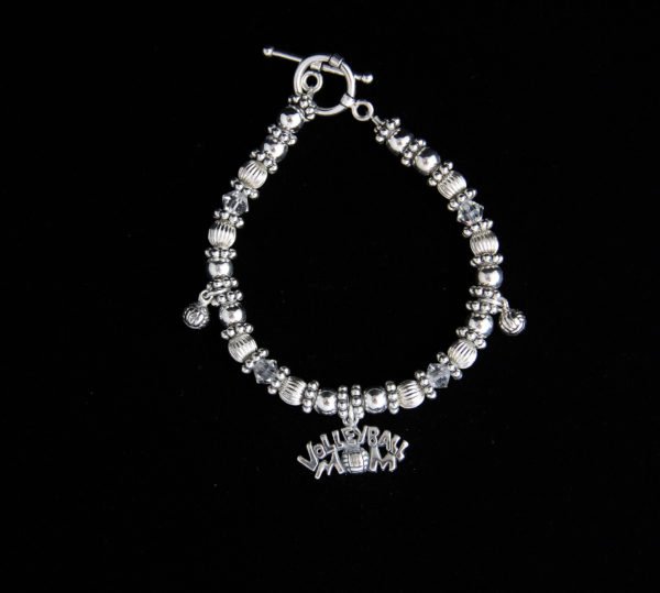 3 charm volleyball mom bracelet