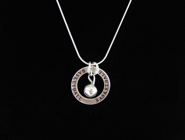 ss swarvoski crystal affirmation circle basketball necklace