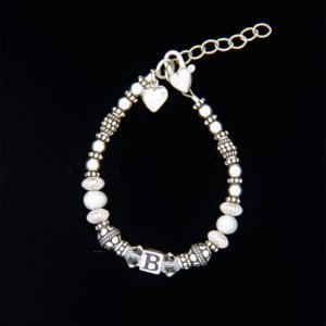 little girls initial birthstone bracelet