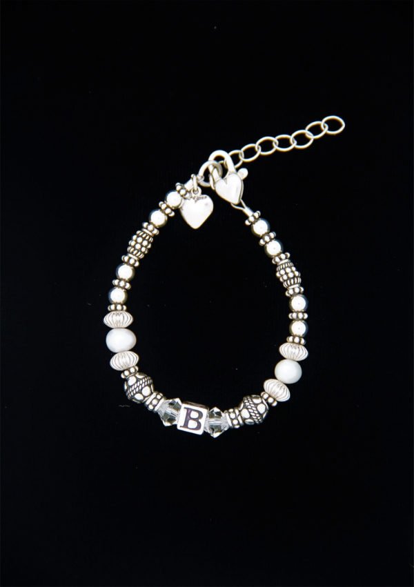 little girls initial birthstone bracelet