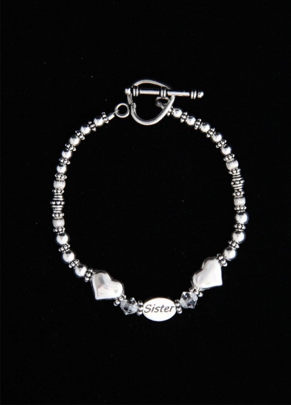 two heart single statement sister bracelet